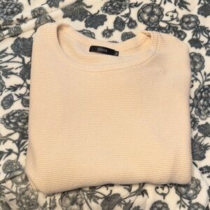Zesica Cream Ribbed Knit Sweater
